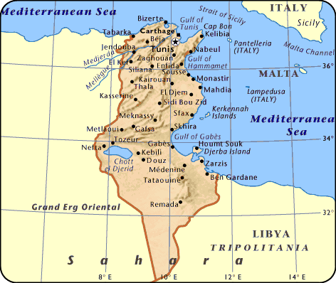 Carte de la Tunisie